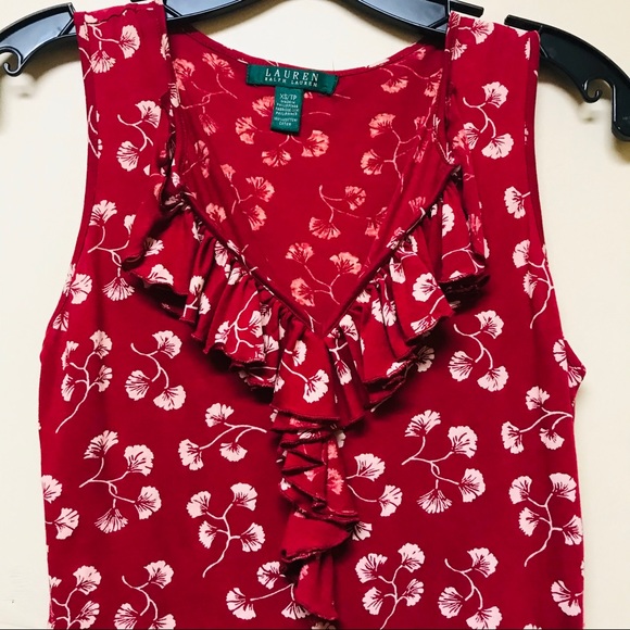 Ginko leaf top in scarlet red - Picture 2 of 3